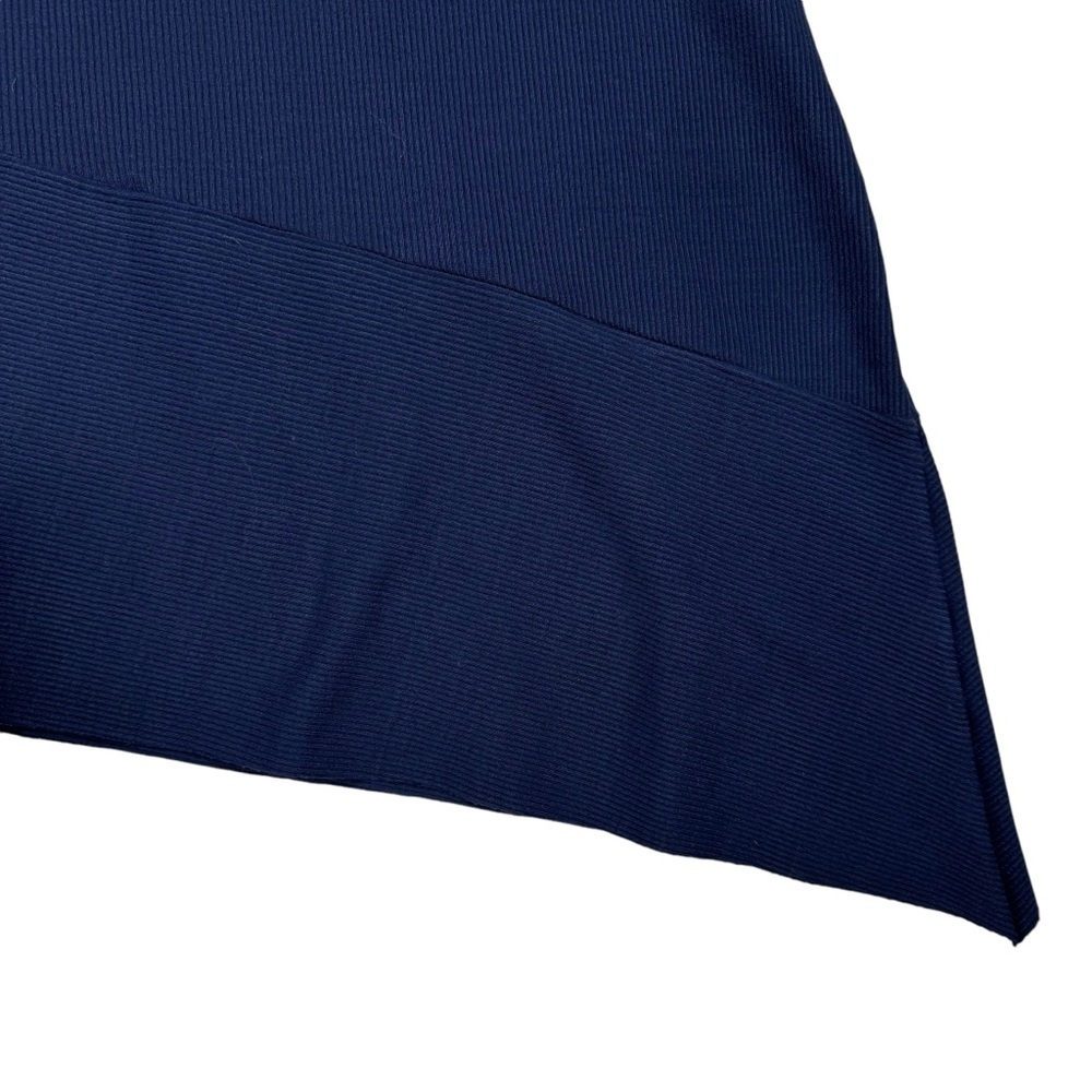 NWT New Zara Asymmetrical Ribbed Knit Navy Viscose Skirt Size L - Picture 4 of 7